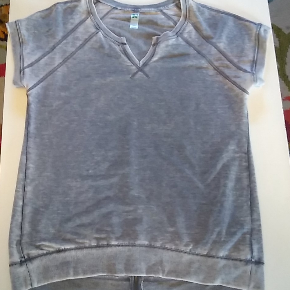 Casual Women's Short-Sleeve Pullover Top - Gray